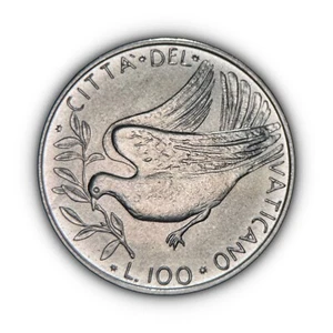 VATICAN CITY. 1973, 100 Lire - Paul VI, XI, Dove with Olive Branch, Peace 1 - Picture 1 of 4