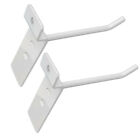4" Slatwall Hooks, Gloss White, Hanger Display Panel Hooks Wire Metal 2Pc Set