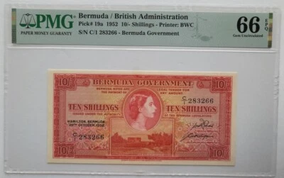 1952 Bermuda 10 Shillings British Administration Pick# 19a PMG 66 - Image 1 of 4