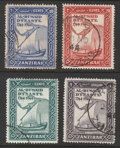 ZANZIBAR 1944 BICENTENARY SET OF 4 SG327/SG330 NICE/FINE USED - Picture 1 of 2