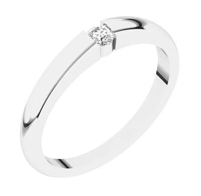 Anillo de compromiso solitario para hombre VS1 F 0,15 quilates diamante cultivado en laboratorio oro blanco de 14 k Foto 1 de 4