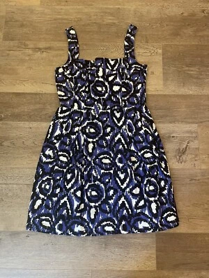 Vestido Shoshanna Ikat Tulipán Para Mujer 4 M Azul Negro Calce Acampanado Bolsillos Fiesta Nuevo con Etiquetas Foto 1 de 4