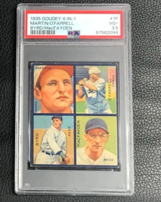 Martin O'Farrell Byrd MacFayden 1935 Goudey 4-in-1 #7F PSA 3.5 VG+ - Image 1 of 2
