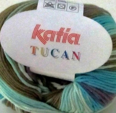 NUEVO 5 madejas Katia Tucan col 66 turquesa púrpura verde 100% algodón Foto 1 de 2