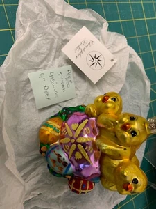 Christopher Radko ""Petite Peep Trio"" Ornamento in vetro vacanze di Pasqua - Foto 1 di 12