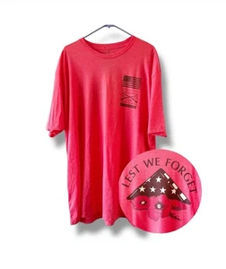 Grunt Style Red T-shirt 50/50 Men’s Size 3XL Lest We Forget Flag Fallen USA NWT - Picture 1 of 8