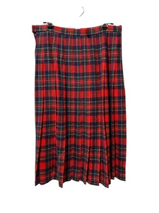 Pendleton Skirt Women 14 Red Royal Stewart Tartan Plaid Pleated Vintage Wool USA - Picture 1 of 5