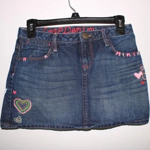 Y2K Gap Kids Denim Mini Skirt With Embroidery And Sequins Size 18 - Picture 1 of 5