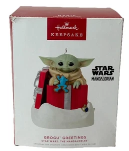 Hallmark Keepsake Ornament 2022 Star Wars The Mandalorian Grogu Greetings NIB - Picture 1 of 6