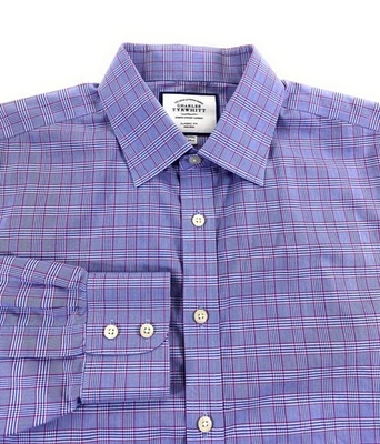 Мужская сорочка Charles Tyrwhitt классического покроя не железная синяя красная клетчатая 16,5/33 - Изображение 1 из 4