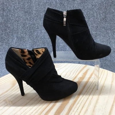 Guess Botas Mujer 8.5 M Lainey Cremallera Lateral Stiletto Botín Tobillo Bajo Tela Negra Foto 1 de 4