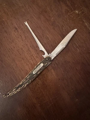 Vintage Schrade Walden #209 Fisherman’s Knife – Jigged Delrin Handles – 2 Blades - Image 1 of 4