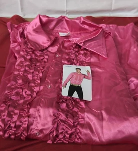 BOLAND - Camisa Discoteca con Volantes, Rosa, para Hombre, Disfraz, Fiesta - Imagen 1 de 3