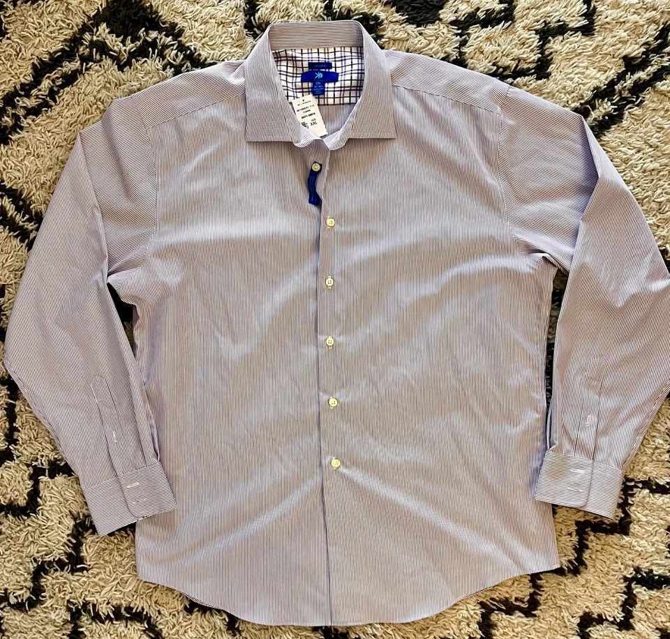 Camisa de vestir EGARA sin planchar para hombre grande puño abatible 2 capas algodón manga larga nueva Foto 1 de 4