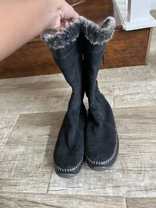 The North Face Womens Suede Primaloft 200 Gram Boots Ice Pick Black Size 9.5 M - Picture 1 of 8