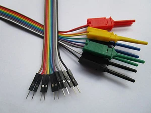 16 pcs 2.54mm Jumper Wire 1x10 pin Male to Flat Test Clip Ribbon Cable 9.5" 24cm - Picture 1 of 1
