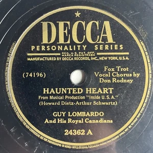 10" 78 RPM-Guy Lombardo-Haunted Heart/Saturday Night in Central Park/24362 - Picture 1 of 4