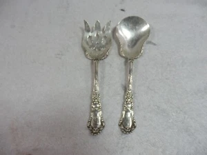 Gorham Sterling Salad Fork & Spoon Serving Set, Chantilly, R Monogram, - Picture 1 of 8