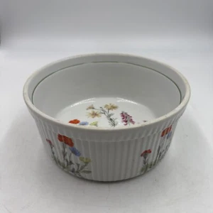 Vintage Louis Lourioux Le Faune Wildblumen Porzellan 7" Souffle Schale Frankreich - Bild 1 von 13