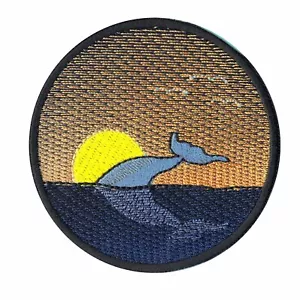 Whale Sunset Embroidered Iron On Patch - Picture 1 of 1
