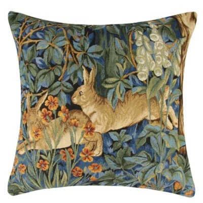 William Morris Rabbits Hares Wood Tapestry Pillow Case Sham Cover Cushion 18x18 - Image 1 of 4