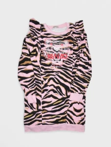 Kenzo Paris Sweatshirt Girls 14 Tiger Stripe Ruffle Sleeve Crewneck Embroidered - Picture 1 of 8