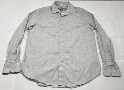 Robert Graham Dress Shirt Large Classic Fit Paisley Gray Floral Button Flip Cuff - Image 1 of 4