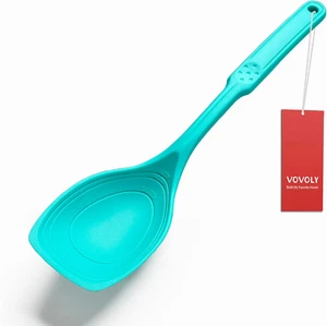 Large Silicone Cooking Spoon, Non-Stick Solid Spoon with Deep Blow and Measureme - Picture 1 of 12