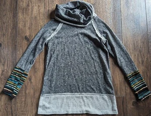 Suéter gris cuello capucha Egs California para mujer con puños manga arco iris pequeño EE. UU. - Imagen 1 de 22