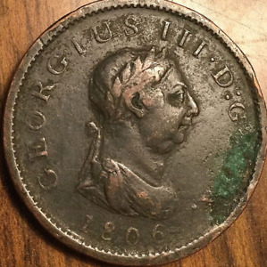 1806 UK GB GREAT BRITAIN ONE PENNY COIN
