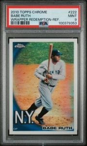 Babe Ruth 2010 Topps Chrome Wrapper Redemption REFRACTOR #222 Yankees - PSA 9 - Picture 1 of 2