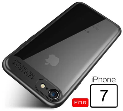 Cover Custodia per Iphone 7 Bumper Trasparente Copertura Rigida Antiurto Nera - Immagine 1 di 4