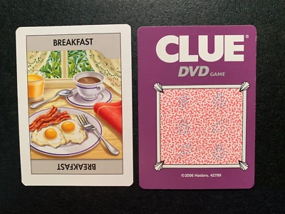 Clue DVD  BREAKFAST Time Card  Game Replacement Piece 2006 Hasbro - Image 1 of 3