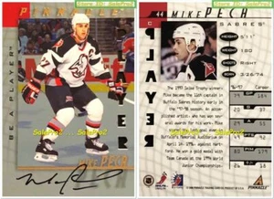 BAP PINNACLE 1997 MIKE PECA NHL BUFFALO SABRES AUTHENTIC AUTOGRAPH * FOIL * #44 - Picture 1 of 4