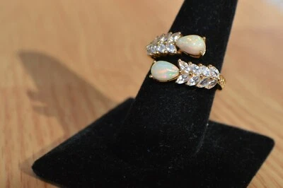 2.88ct Ethiopian Welo Opal / Zircon Ring 14K YG Plated over Sterling Silver Sz 8 - Image 1 of 4