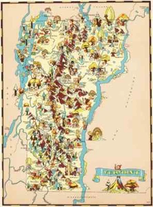  Canvas Reproduction, Vintage Pictorial Map of Vermont Ruth Taylor 1935 - Picture 1 of 1