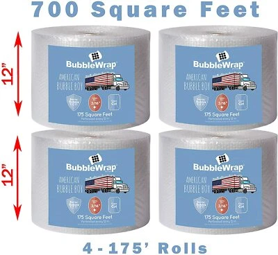 3/16" x 700' Ft Bubble Roll Small Bubbles 12" Wide (QUALITY) Cushion Wrap - Image 1 of 2
