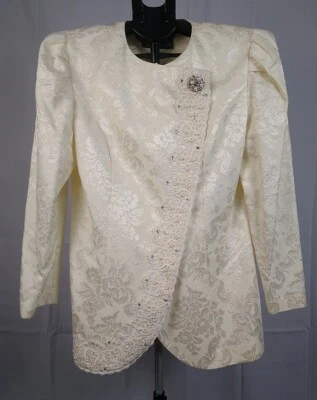 Conjunto de falda y chaqueta vintage Jessica Howard de Mitchell Robbell crema talla 12 Foto 1 de 4