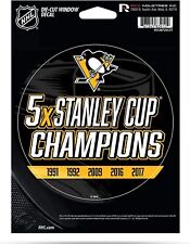 Pittsburgh Penguins 5" Decal Sticker 5X Time Champions Flat Vinyl Auto Emblem...