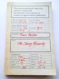 The Smug Minority Pierre Berton - 1967 Proof Ed - Antique Book Canada Politics - Picture 1 of 3