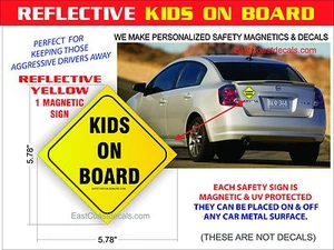 KINDER AN BORD SICHERHEIT REFLEKTIEREND Magnetschild NEU Schwerlast an und aus mit Leichtigkeit - Bild 1 von 2