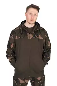 Fox leichter Kapuzenpullover LW khakifarben/camo geteilter Reißverschluss/Hoodie - Karpfenangeln - Bild 1 von 3