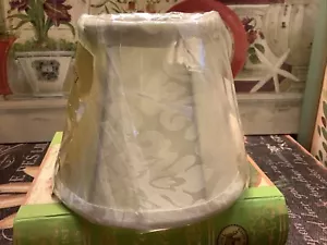 4” Clip On Lamp Shade~Cream~w/Damask Design~NEW/NIP~Villa Bacci~FREE SHIPPING~ - Picture 1 of 5