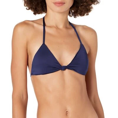 Bikini Lab Para Mujer Triángulo Halter Hipster Bikini Traje de Baño Top, Medianoche//Sólido, Foto 1 de 2