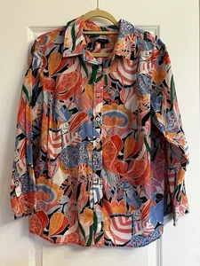 Camisa Talbots Abotonada Top Talla 2X P Ligera 100% Algodón Floral Tropical - Imagen 1 de 6
