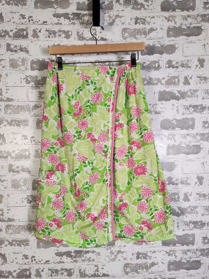 Falda Lilly Pulitzer envolvente cubierta toalla de playa talla S/XS tela de felpa verde flora Foto 1 de 4