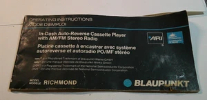 Original Blaupunkt Richmond  Operating Manual Book - Picture 1 of 5