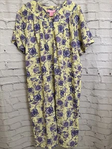Just One Floral Faux Pearl Snap Multicolor Nightgown Pockets Short Sleeves XL - Bild 1 von 13