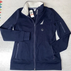 NUEVO CON ETIQUETAS Nautica Mujer XS Polar Tejido Suéter Chaqueta Azul Marino Bolsillos con Cremallera Completa - Imagen 1 de 11