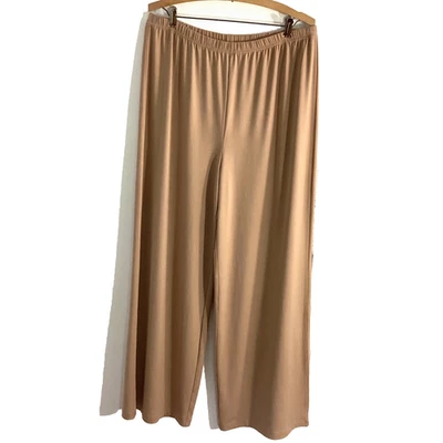 NUEVO SIN ETIQUETAS BOB MACKIE USABLE ARTE GRANDE CARAMELO PIERNA ANCHA PALAZZO PANTALONES TEJIDO LÍQUIDO Foto 1 de 4